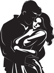 Devoted Support Vector Black Logo Design of Man Holding Woman Gentle Hold Black Graphic of Man Supporting Woman Icon