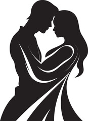 Tender Affection Vector Graphic of Man Holding Woman in Black Loving Embrace Black Logo Design of Couple in Embrace