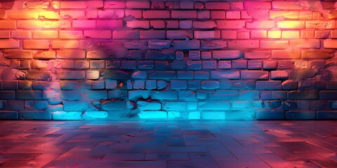 Seamless Background: Neon Brick Wall in Photon Peach Color. Concept Neon Brick Wall, Photon Peach...