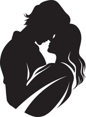 Tender Affection Vector Graphic of Man Holding Woman in Black Intimate Embrace Black Logo Design of Couple in Embrace