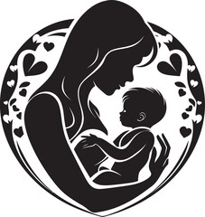 Cherished Support Iconic Black Logo Design of Motherhood Guiding Light Vector Graphic of Maternal Love in Black