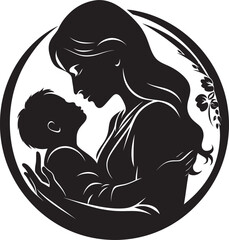 Maternal Serenity Vector Black Emblem of Motherhood Enduring Affection Iconic Black Logo Design of Mother and Child