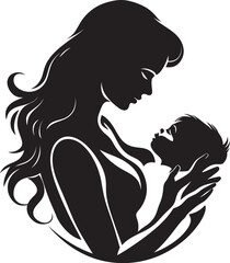 Tender Guardian Black Logo Design of Mother and Child Unconditional Support Vector Black Emblem of Motherhood