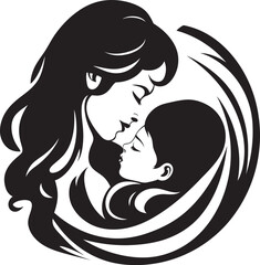 Guiding Light Vector Black Emblem of Motherhood Everlasting Love Iconic Black Logo Design of Mother and Child