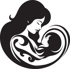 Eternal Affection Vector Black Emblem of Motherhood Unbreakable Bond Iconic Black Logo Design of Maternal Love