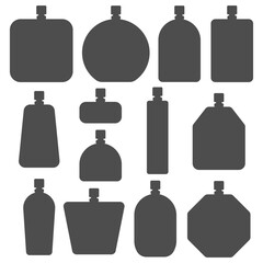 Set of black and white illustration with bottle of perfume spray. Isolated vector object on white background. - 746790303