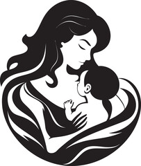 Bond of Devotion Vector Black Emblem of Motherhood Eternal Affection Iconic Black Logo Design of Mother and Child