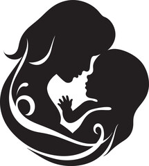 Eternal Affection Iconic Black Logo Design of Mother and Child Infinite Care Vector Graphic of Maternal Love in Black