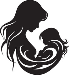 Maternal Warmth Black Logo Design of Mother and Baby Guiding Presence Vector Black Emblem of Motherhood