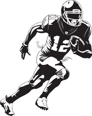 Fototapeta premium End Zone Dynamo Vector Graphic of NFL Touchdown Machine in Black Pigskin Phenom Iconic Black Emblem of NFL Football Prodigy