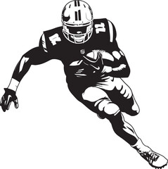 Gridiron Icon Black Emblem of NFL Player in Action End Zone Enforcer Vector Graphic of NFL Scoring Sensation