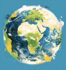 Fototapeta premium Illustration of Earth from space with textured continents and oceans. Environmental care and holiday concept for Earth Day event.