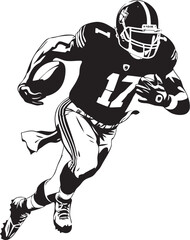 Gridiron Grind Vector Graphic of NFL Football Grit Field Force Iconic Black Logo Design of NFL Player in Powerful Action