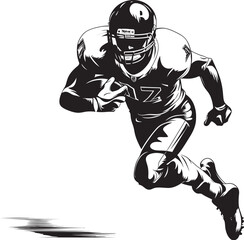 Obraz premium End Zone Enigma Vector Black Logo Design of NFL Touchdown Mystery Pigskin Powerhouse Iconic Black Graphic of Dominant NFL Player