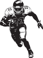 End Zone Emperor Vector Black Logo Design of NFL Touchdown Royalty Pigskin Prince Iconic Black Graphic of NFL Football Star