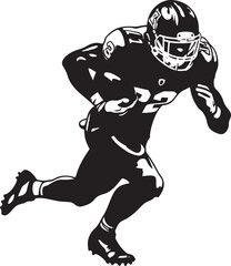 End Zone Enigma Vector Black Logo Design of NFL Touchdown Mystery Pigskin Powerhouse Iconic Black Graphic of Dominant NFL Player