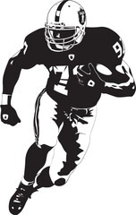 Pigskin Powerhouse Iconic Black Graphic of Dominant NFL Player Field Phenomenon Vector Black Emblem of NFL Star in Action