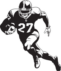 Touchdown Tempest Iconic Black Logo Design of NFL Scoring Storm Blitz Bomber Vector Graphic of NFL Pass Rusher in Black