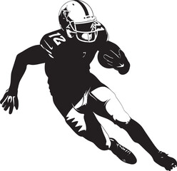 Blitz Bomber Vector Graphic of NFL Pass Rusher in Black Gridiron Gladiator Iconic Black Emblem of NFL Football Champion