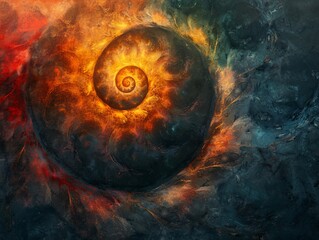 Abstract spirals and blur, surreal effect with vibrant hues and texture overlay.