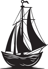 Vintage Maritime Memorabilia Iconic Black Emblem of Seafaring Keepsake Glass Encased Nautical Charm Vector Graphic of Old Ship in a Bottle