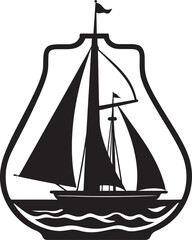 Bottled Nautical Majesty Iconic Black Emblem of Vintage Ship in a Bottle Classic Ship Keepsake Vector Graphic of Old Maritime Memorabilia