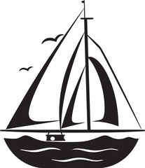 Bottled Brigantine Iconic Black Logo Design of Classic Sailboat Seafaring Sentiment Vector Graphic of Vintage Maritime Keepsake