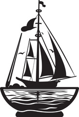 Nautical Nostalgia Vector Black Emblem of Sailing Memories Bottled Brigantine Iconic Black Logo Design of Classic Sailboat