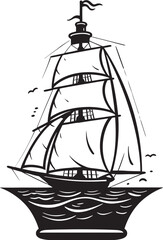 Glassbound Galleon Black Logo Design of Old Sailboat Artifact Nautical Nostalgia Vector Black Emblem of Sailing Memories
