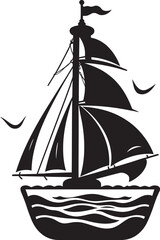 Glassbound Galleon Black Logo Design of Old Sailboat Artifact Nautical Nostalgia Vector Black Emblem of Sailing Memories