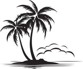 Palm Haven Black Logo Design of Tropical Beach Beachfront Bliss Vector Black Emblem of Seaside Palm Trees