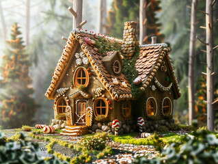 gingerbread house in the forest