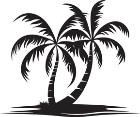 Coastal Calm Iconic Black Logo Design of Seaside Palm Trees Palm Paradise Vector Graphic of Beach and Palms