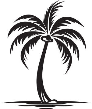 Coastal Bliss Black Logo Design of Tropical Seashore Palm Coastline Vector Black Emblem of Beachside Tranquility