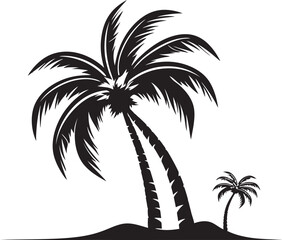 Palm Coastline Vector Graphic of Seashore Serenity Tropical Tranquility Black Logo Design of Palm Tree and Ocean