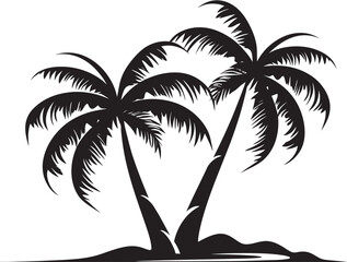 Palm Paradise Black Logo Design of Tropical Seaside Seaside Sanctuary Vector Black Emblem of Palm Tree and Beach