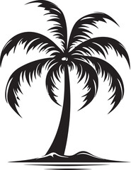 Coastal Elegance Vector Palm Tree and Beachfront Symbol Beachside Serenity Black Icon of Palm and Sandy Shoreline