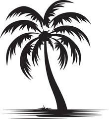 Seaside Serenity Vector Palm and Seashore Silhouette Logo Palm Paradise Black Icon of Beach and Palm Tree Outline
