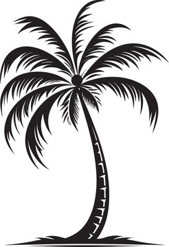 Beachside Serenity Black Icon of Palm and Sandy Shoreline Seashore Solace Vector Black Logo of Palm and Ocean Calm