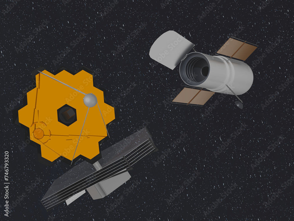 Canvas Prints jwst and hubble space telescopes in outer space. elements of this 3d rendered illustration were furn
