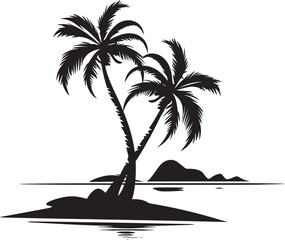 Palm Tree Paradise Vector Black Emblem of Coastal Serenity Seashore Serenity Iconic Black Logo Design of Palm Tree Outline