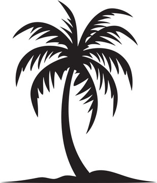 Palm Tree Vista Vector Graphic of Coastal Palm Tree Silhouette Shoreline Beauty Black Logo Design of Seaside Tranquility