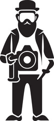 FocusFrame Vector Black Logo of Photographers Line Art ShutterSketch Iconic Camera Line Art Emblem