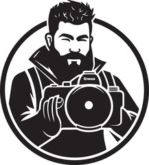 FocusFinesse Iconic Black Logo of Photographers Icon FrameFlair Vector Thick Line Art Icon of Photography