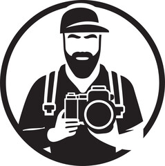 ShutterStyle Vector Black Logo Design for Photography FrameFocus Iconic Photographers Thick Line Art Emblem