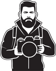 FocusFinesse Iconic Black Logo Design for Photography FrameFlair Vector Line Art Icon of Photographers Icon