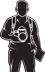 FrameFlair Vector Line Art Icon of Photographers Icon SnapSymphony Iconic Thick Line Art Icon for Photography