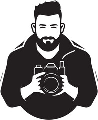 FrameFocus Iconic Black Logo Design for Photography SnapScribe Vector Thick Line Art Emblem for Photography