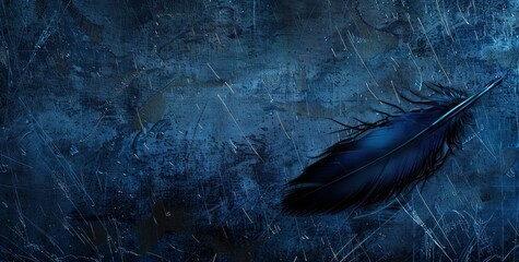 Dark Blue Background with Black Feather Layered Textures Generative AI