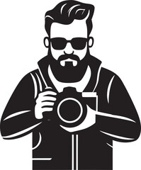 LensLines Iconic Photographers Thick Line Art Symbol in Vector SnapSymphony Black Logo Design of Photographers Line Art Icon